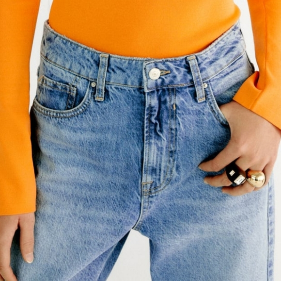 (NWOT) Zara High Rise Straight Jeans - Picture 6 of 8